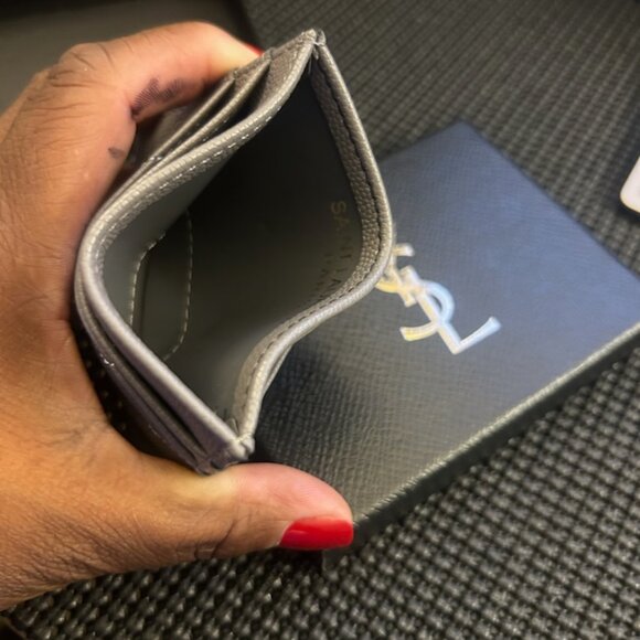 Saint Laurent Gray Leather Card Holder - Picture 2 of 4